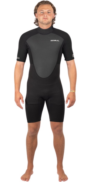 2026 Gul Mens Response 3/2mm Back Zip Shorty Wetsuit RE3319-C1 - Black